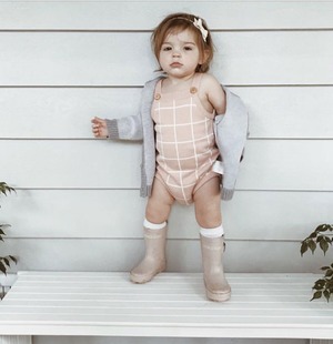 [90cm]【在庫セール！】70%off 大き目格子ロンパース