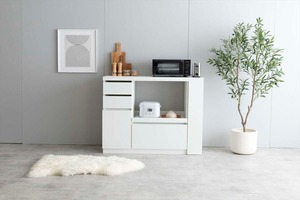 【幅100?154cm】Cyrus 伸縮スライド台付きキッチンカウンター