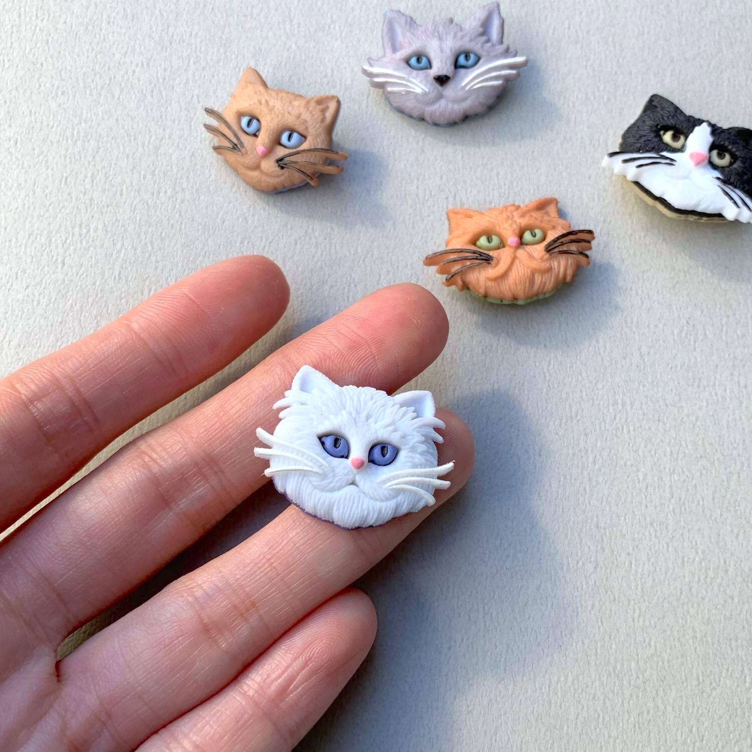 再入荷〉JJボタン 猫の顔ボタンパック（5p） | Dua-アクセサリーパーツ