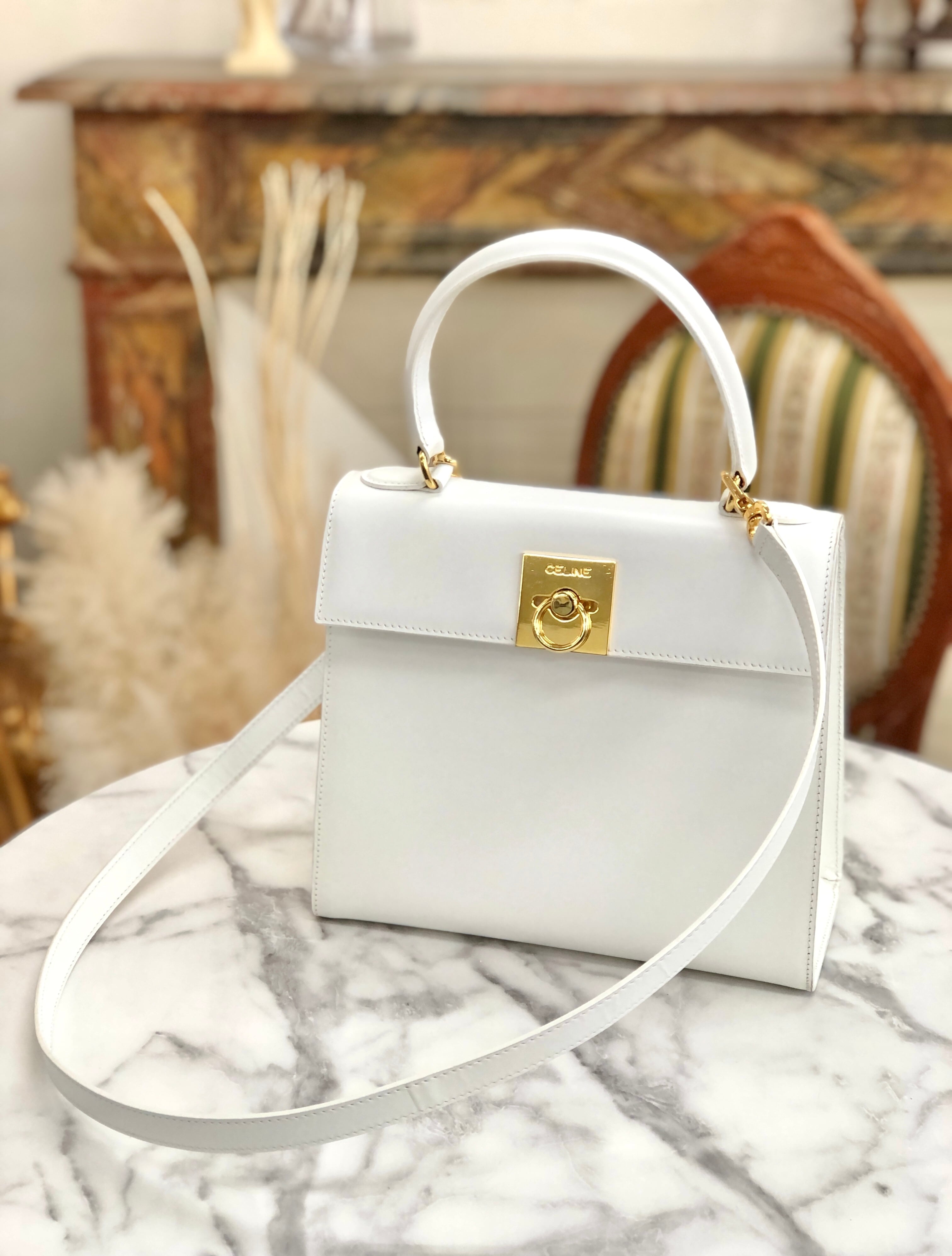 CELINE セリーヌ ガンチーニ レザー 2way ケリー ショルダーバッグ ホワイト vintage ヴィンテージ オールド achjnp |  VintageShop solo powered by BASE