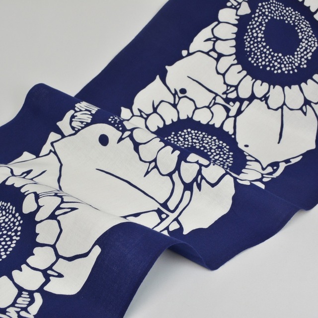 【訳あり品 / 30%OFF】《中原淳一×かまわぬ》手拭い・ひまわり（藍染）