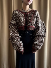 chocolate nordic pattern remake knit cardigan-5074-11