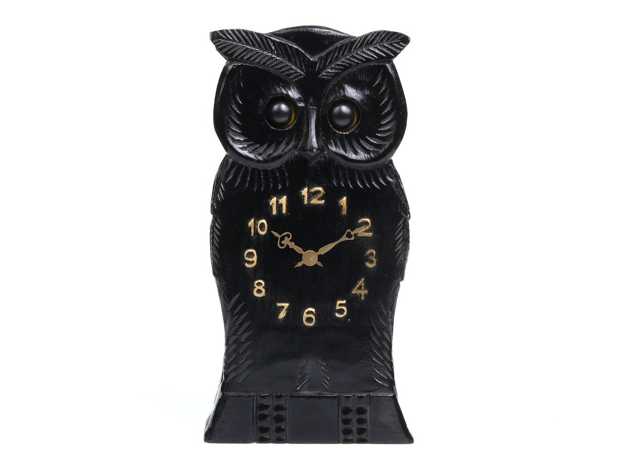 MECHANICAL WOODEN OWL CLOCK(Turning-Eyes, Black Forest)