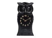 MECHANICAL WOODEN OWL CLOCK(Turning-Eyes, Black Forest)