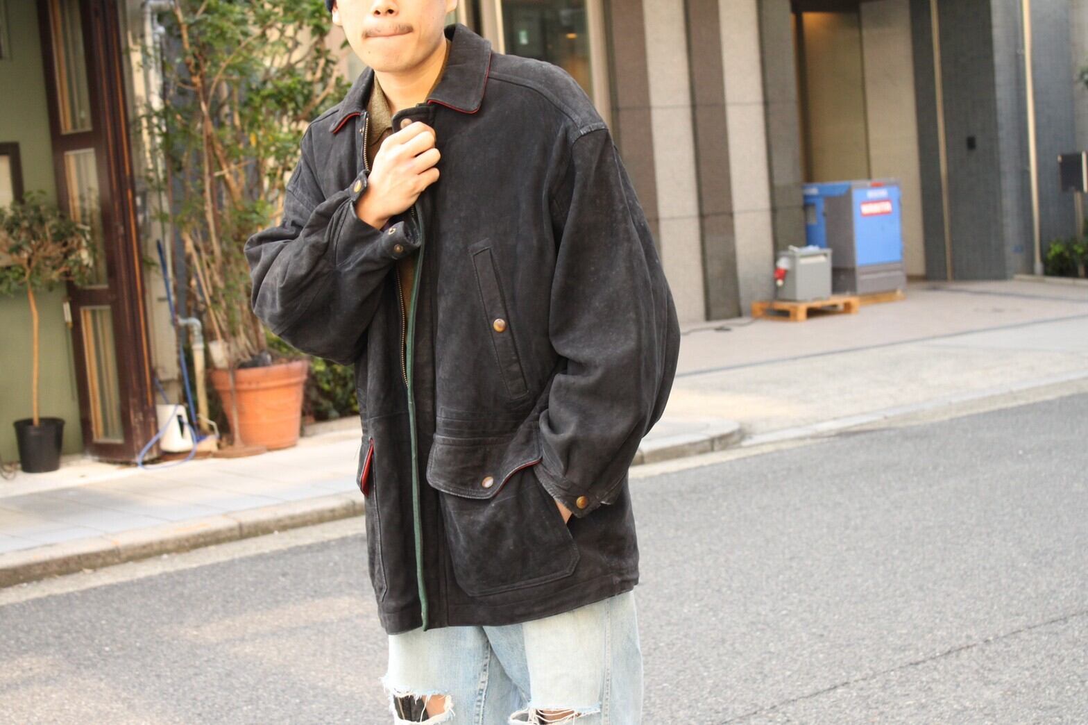 90s nautica Leather Half Coat