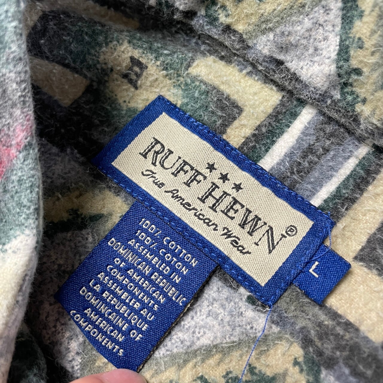 RUFF HEWN ネイティブ柄 総柄 長袖 プリント シャモアクロスシャツ 