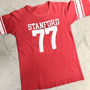 CHAMPION RED "STANFORD 77" FOOTBALL T-SHIRT