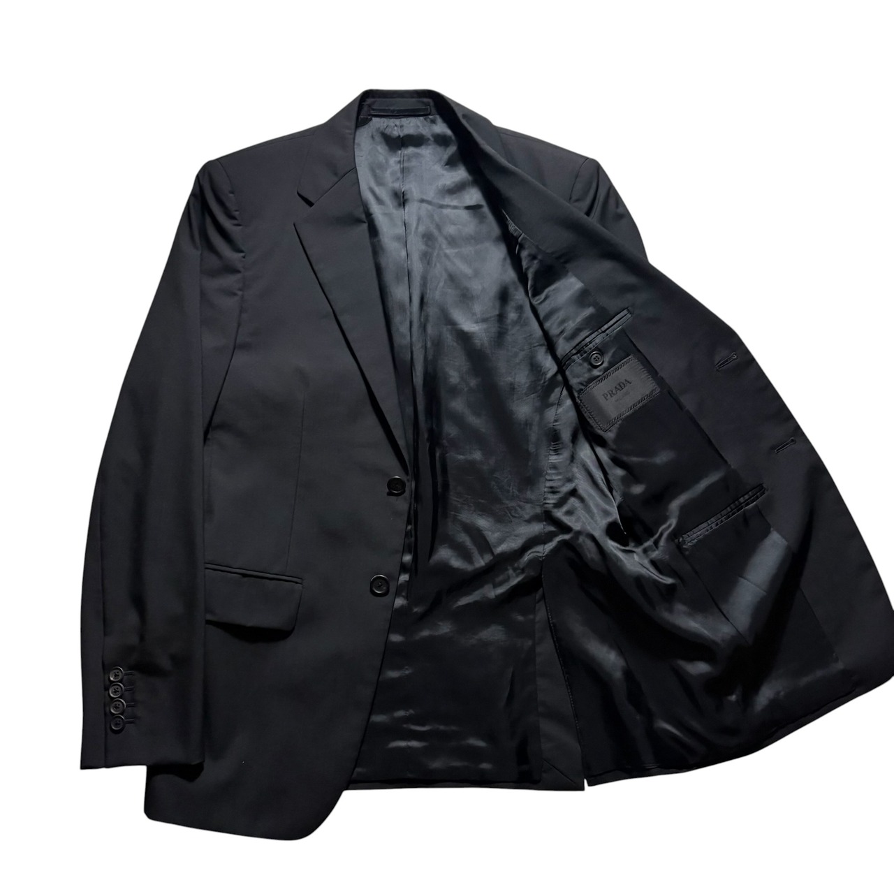 PRADA black wool set-up suits