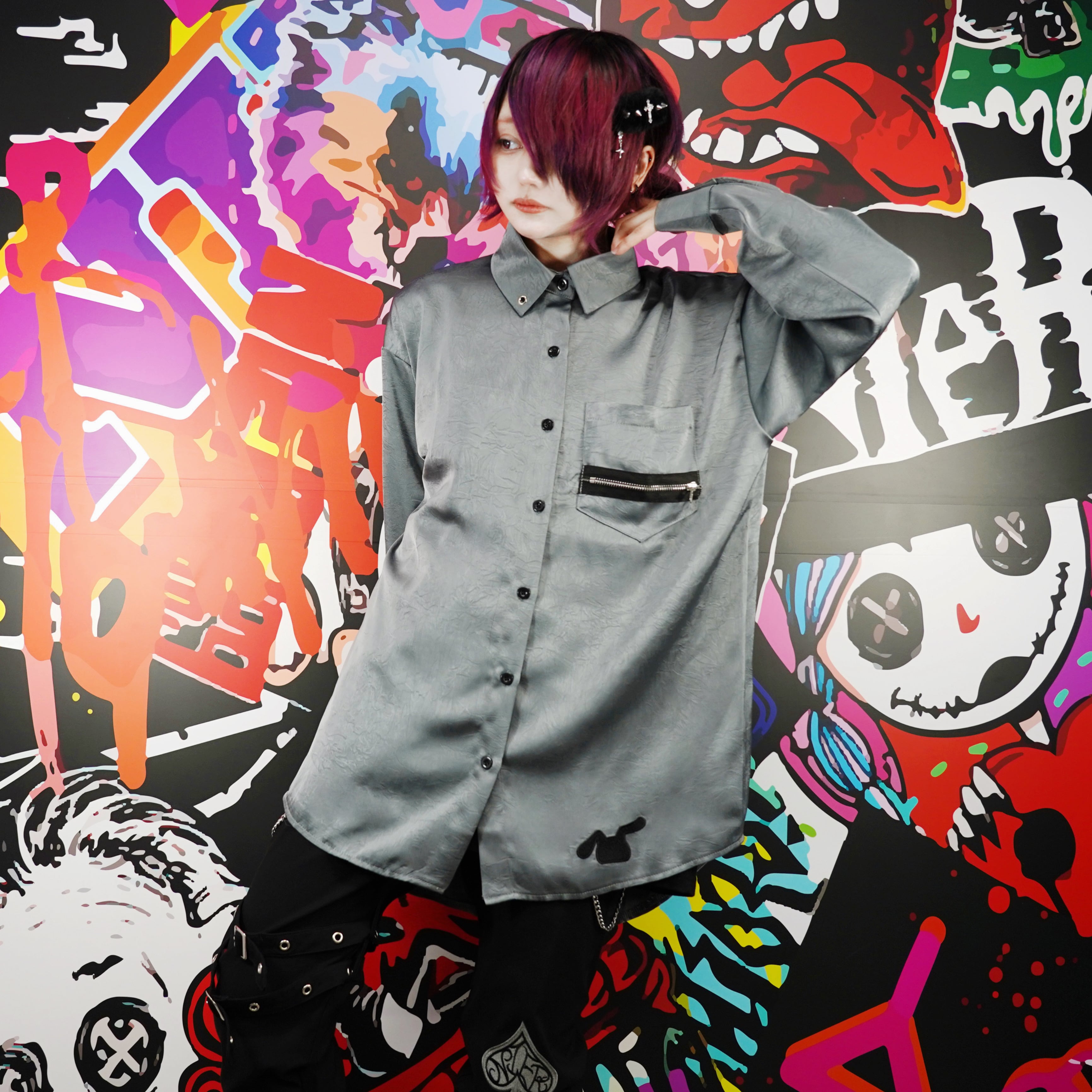 WRINKLE ZIP×CHAIN SHIRT【SMOKY COLOR】 | NIER CLOTHING