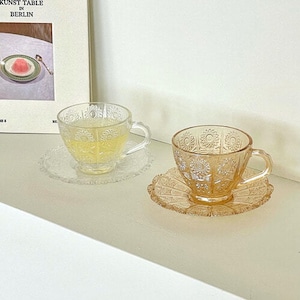 french floral tea cup & saucer set 2colors / フレンチ フローラル ティーカップ ソーサー セット 韓国雑貨