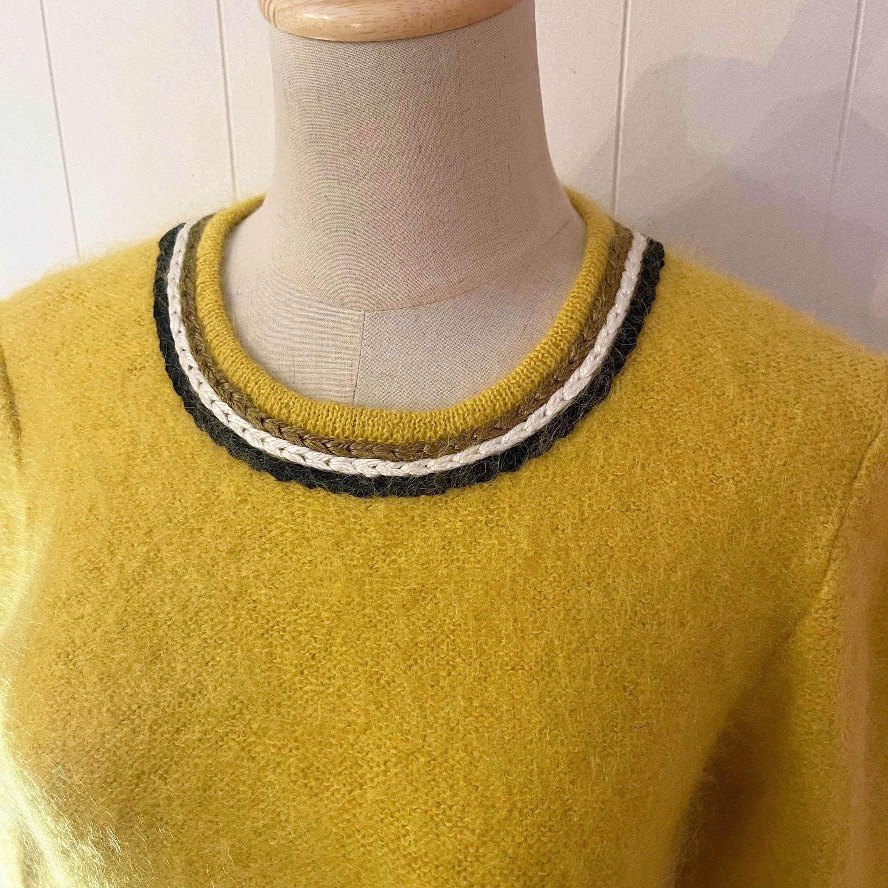 long rib button yellow mohair sweater
