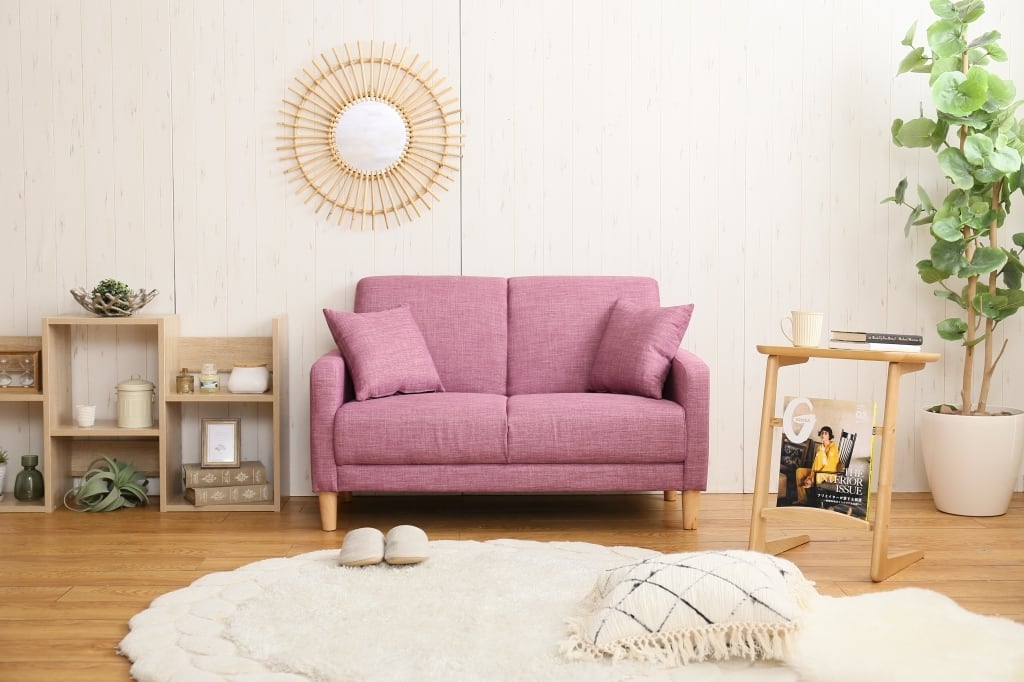 北欧デザインの2人掛けコンパクトソファ（ピンク）北欧家具 | TKSKSHOP