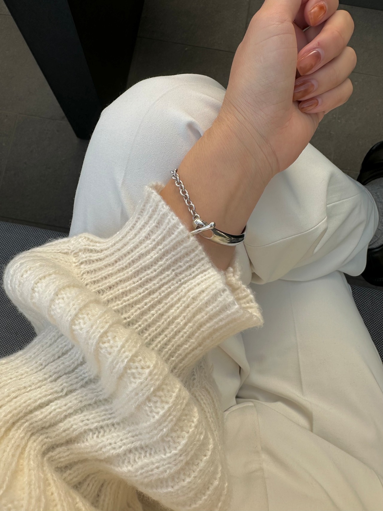 S925 チェーン×カフ ブレスレット