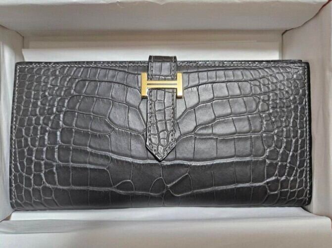 HERMES エルメス ベアン スフレ アリゲーター マット ブラック 