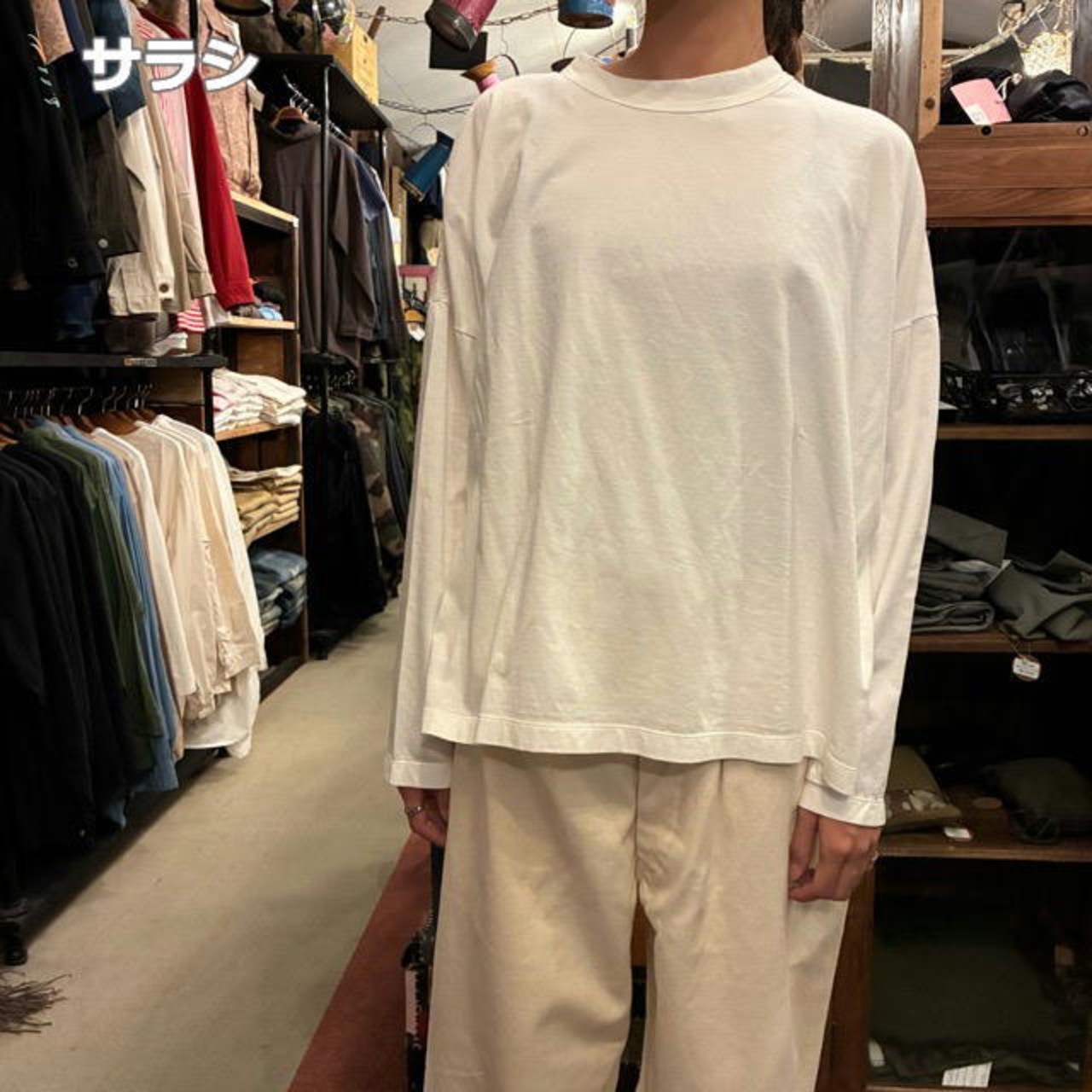 homspun 　ホームスパン　30/1天竺BIG ロングスリーブTシャツ　全4色　サラシ　ワイン　ネイビー　ブラック　コットン　綿　日本製　インナー　ホワイト