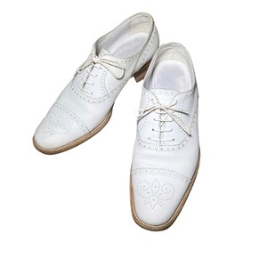 HERMES white color leather full-brogue shoes