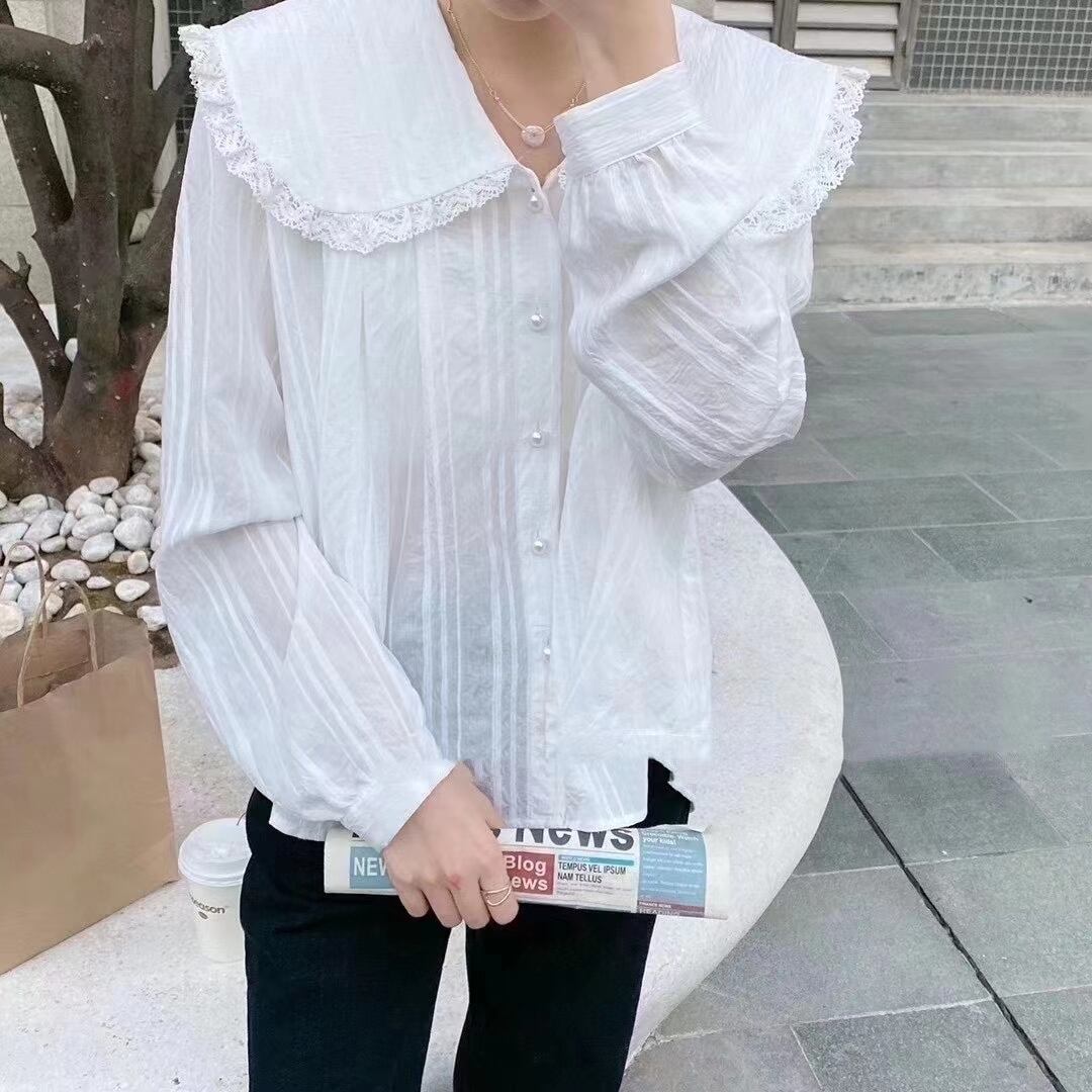 ビッグカラー　フリルブラウス　AJ2205-D18