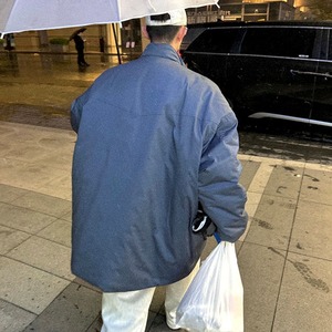 ネイビーブルービッグキルトジャケットコート　1108