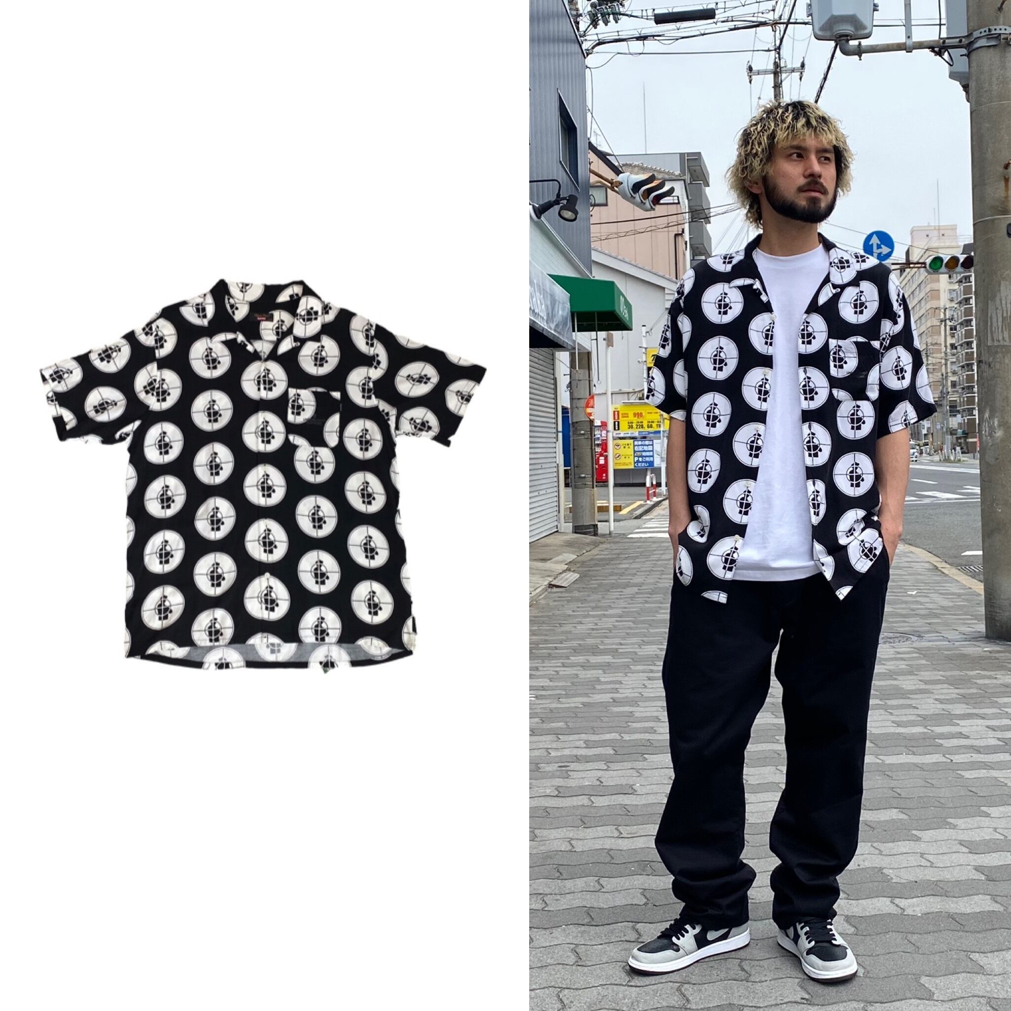 Supreme × UNDERCOVER PUBLIC ENEMY RAYON S/S SHIRT BLACK XL 63468  