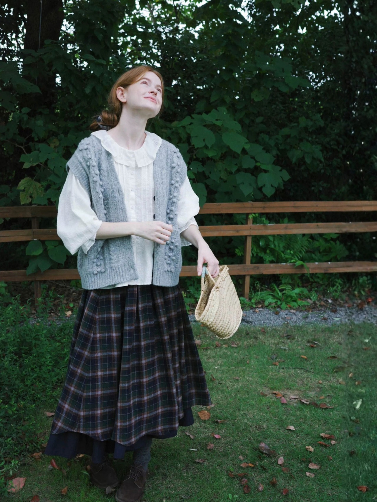 Forêt Tartan Check Wool Volume Skirt F0867