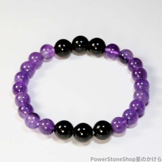 アメジストと黒水晶モリオンのブレスレット(520)