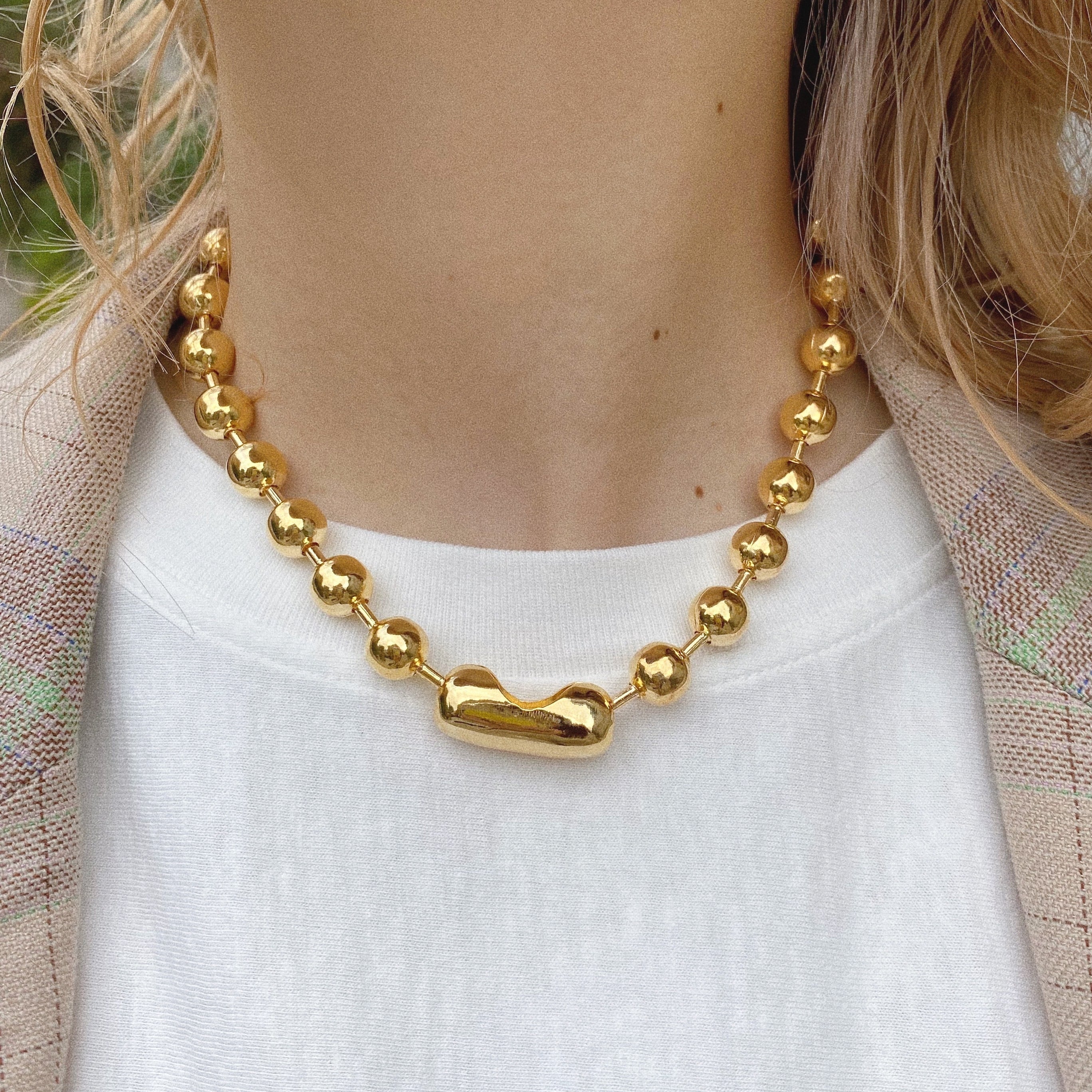 【chieko+ 】Big ball necklace † gold ネックレス