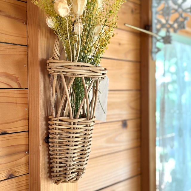 ラタンフラワーバスケット