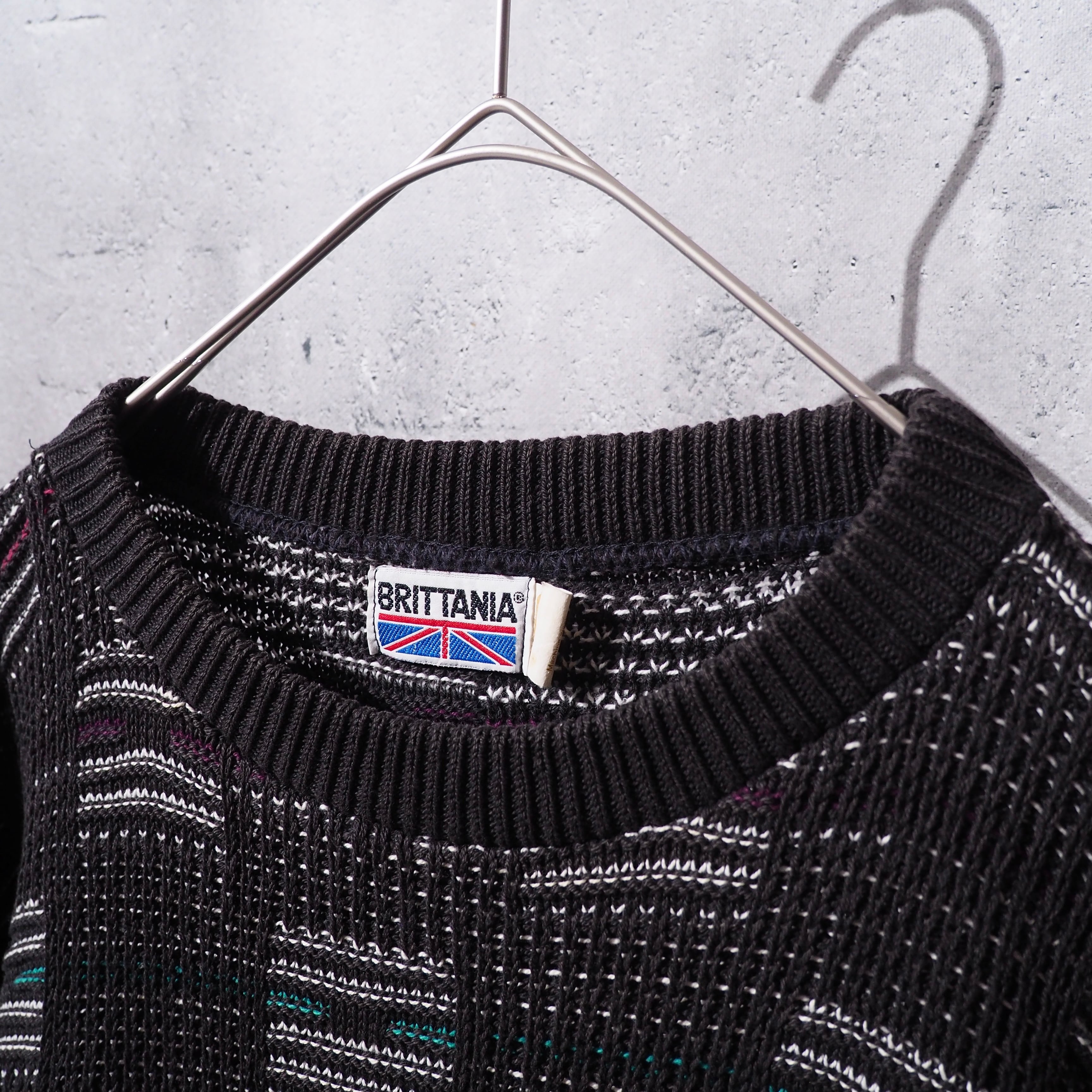 1990s " Made in USA " Geometric Block square patterns vintage loose 3D knit