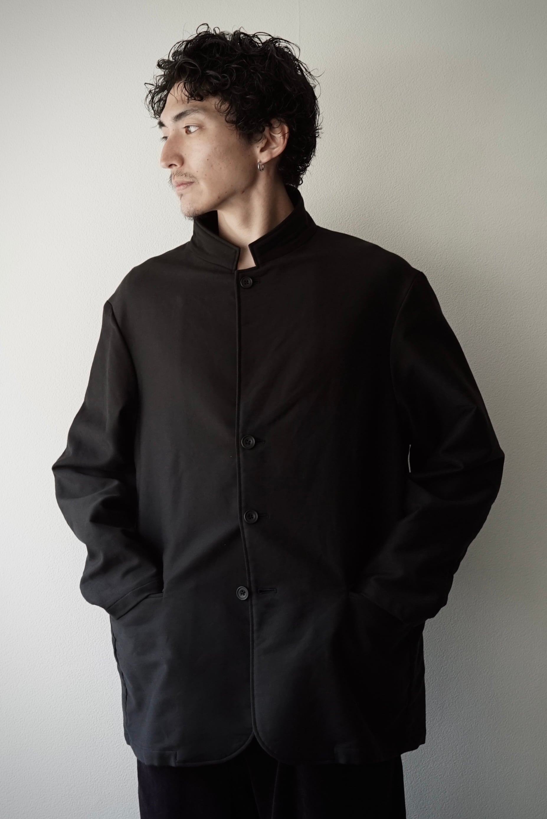 Cotton/Silk Mole Skin / Classic Jacket (Brushed_BLACK) | C O L I N A