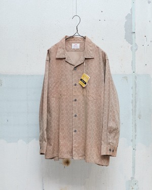 vintage geometric jacquard cotton acetate open collar shirt / DEAD STOCK with flasher / XXL, 18–18½