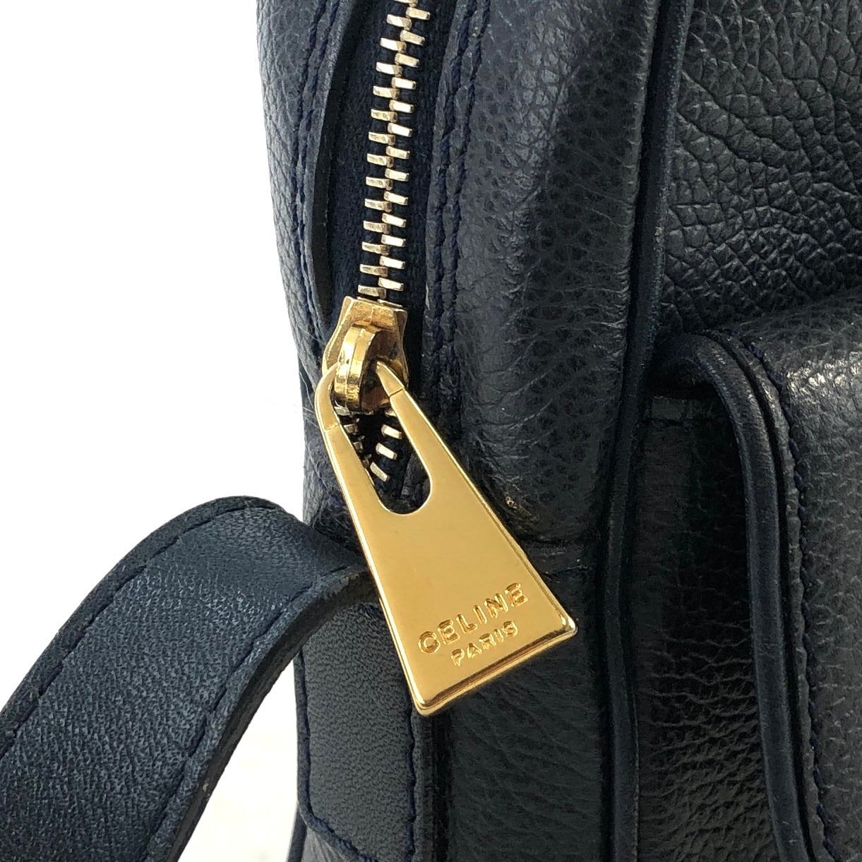 CELINE セリーヌ マンテル レザー ショルダーバッグ ネイビー vintage CELINE セリーヌ マンテル レザー ショルダーバッグ ネイビー vintage