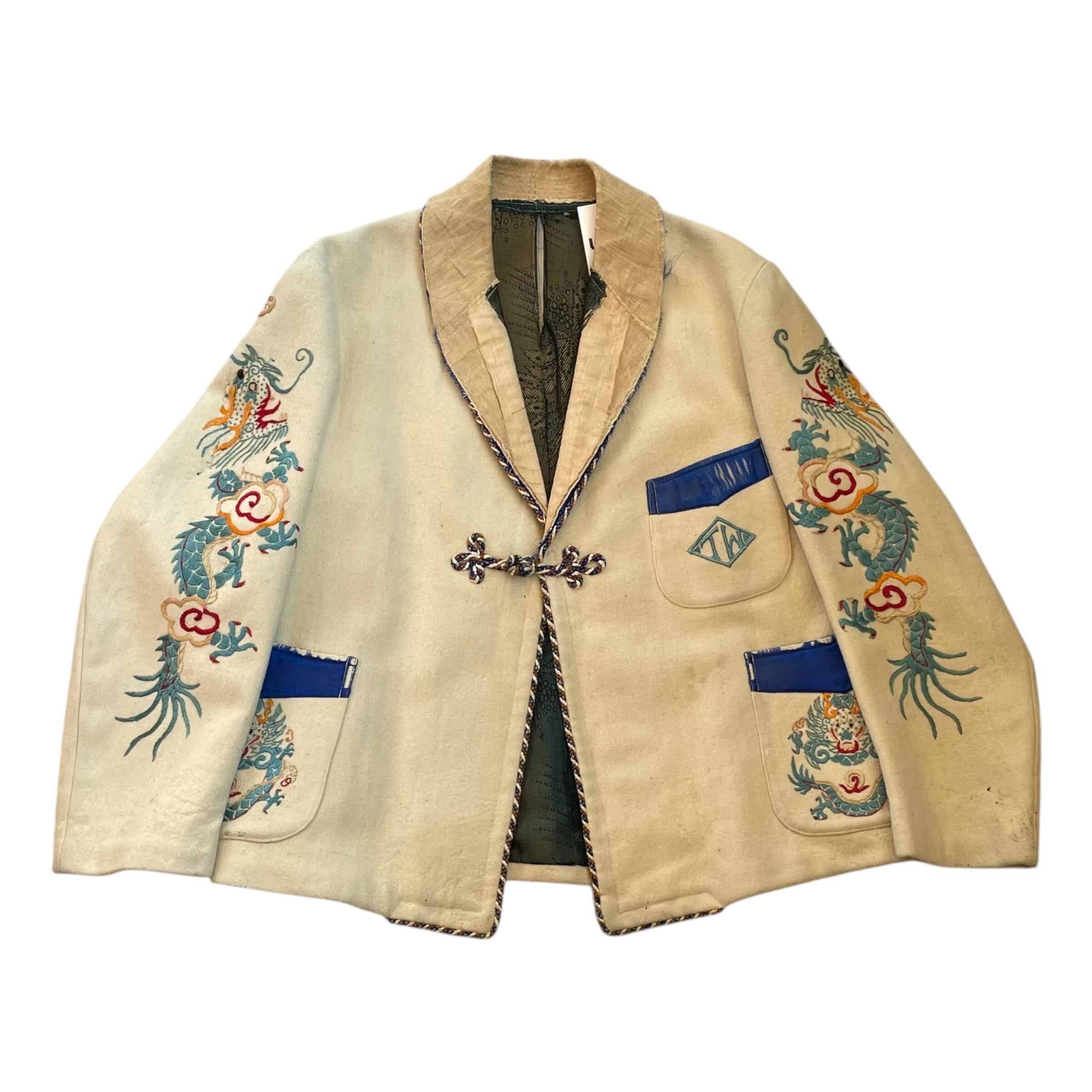Special!! 1940s-1950s Souvenir Stitch Design Smoking Jacket
