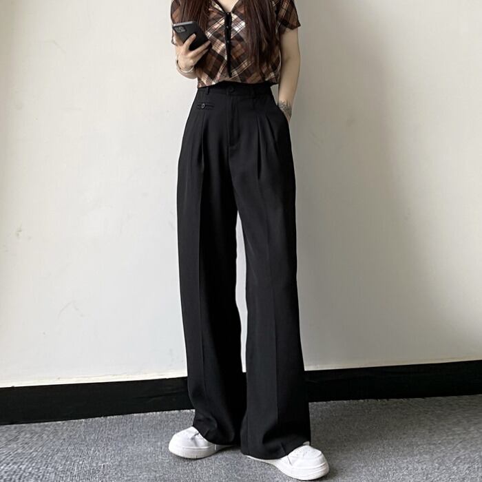 スタイルワイドレッグパンツ サマー薄手ハイウェストウェストルーズカジュアル 夏物 ワイドパンツ ケッペル23094740027