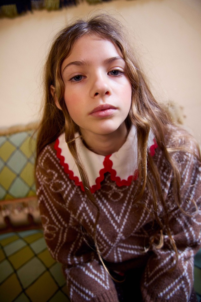 《即納》last 2-3Y FISH&KIDS/ FLOWER KNIT SWEATER