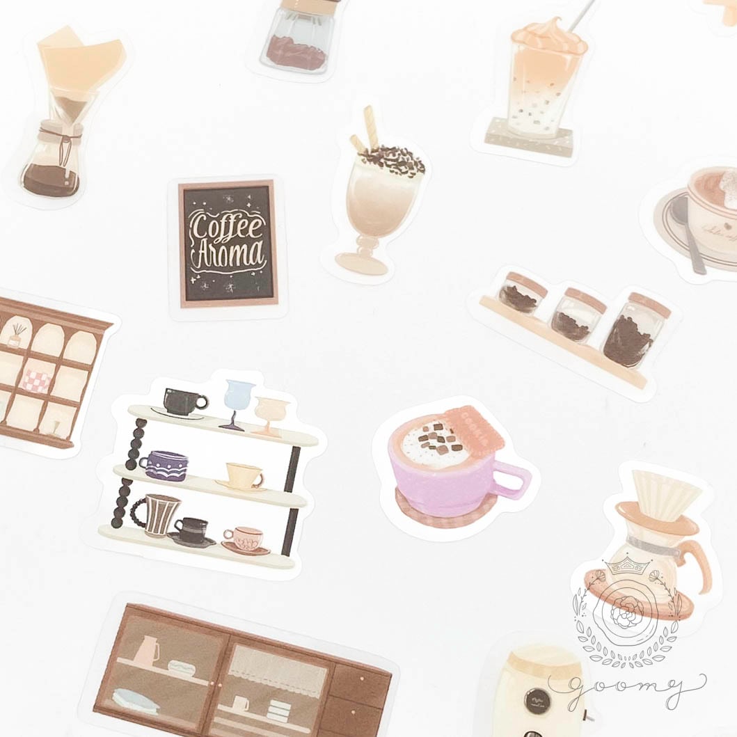 PETクリア素材フレークシール カフェ <S445> | goomy