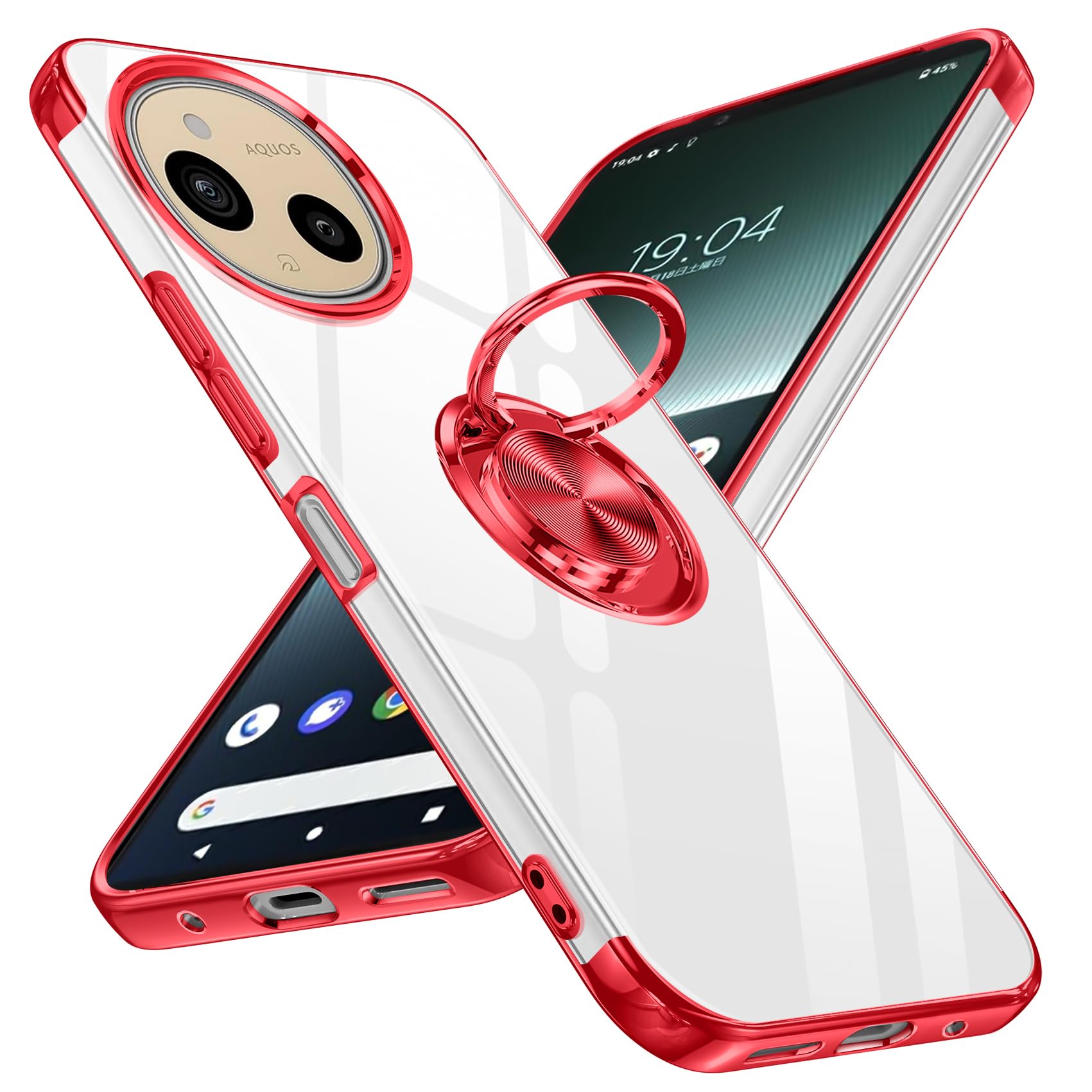 WYEPXOL 対応AQUOS R9 用ケース リング付き SH-51E 用ケース クリア 耐衝撃 落下衝撃吸収 tpuシリコン メッキ加工