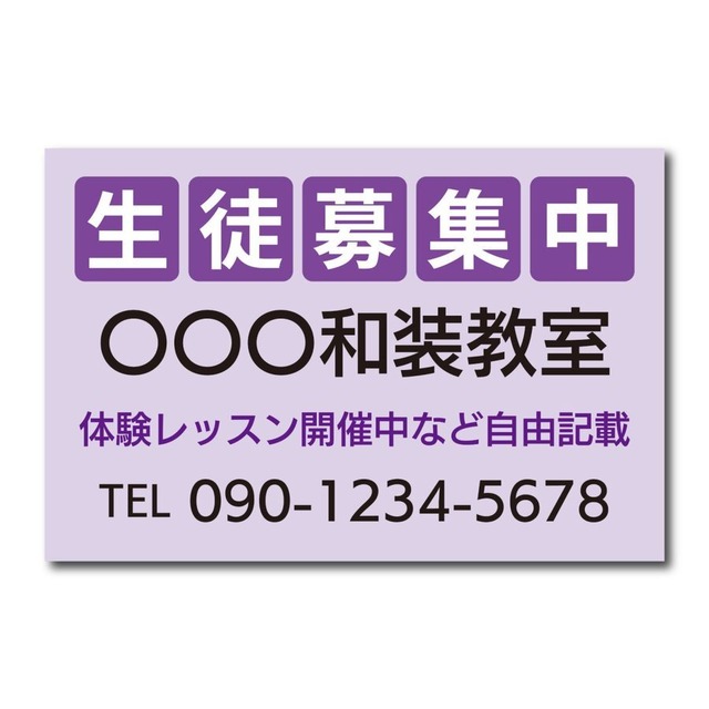 教室看板 生徒募集中看板 教室名自由記載 書体角ゴシック プレート看板 アルミ複合板 穴あけ無料 屋外対応 sch0050
