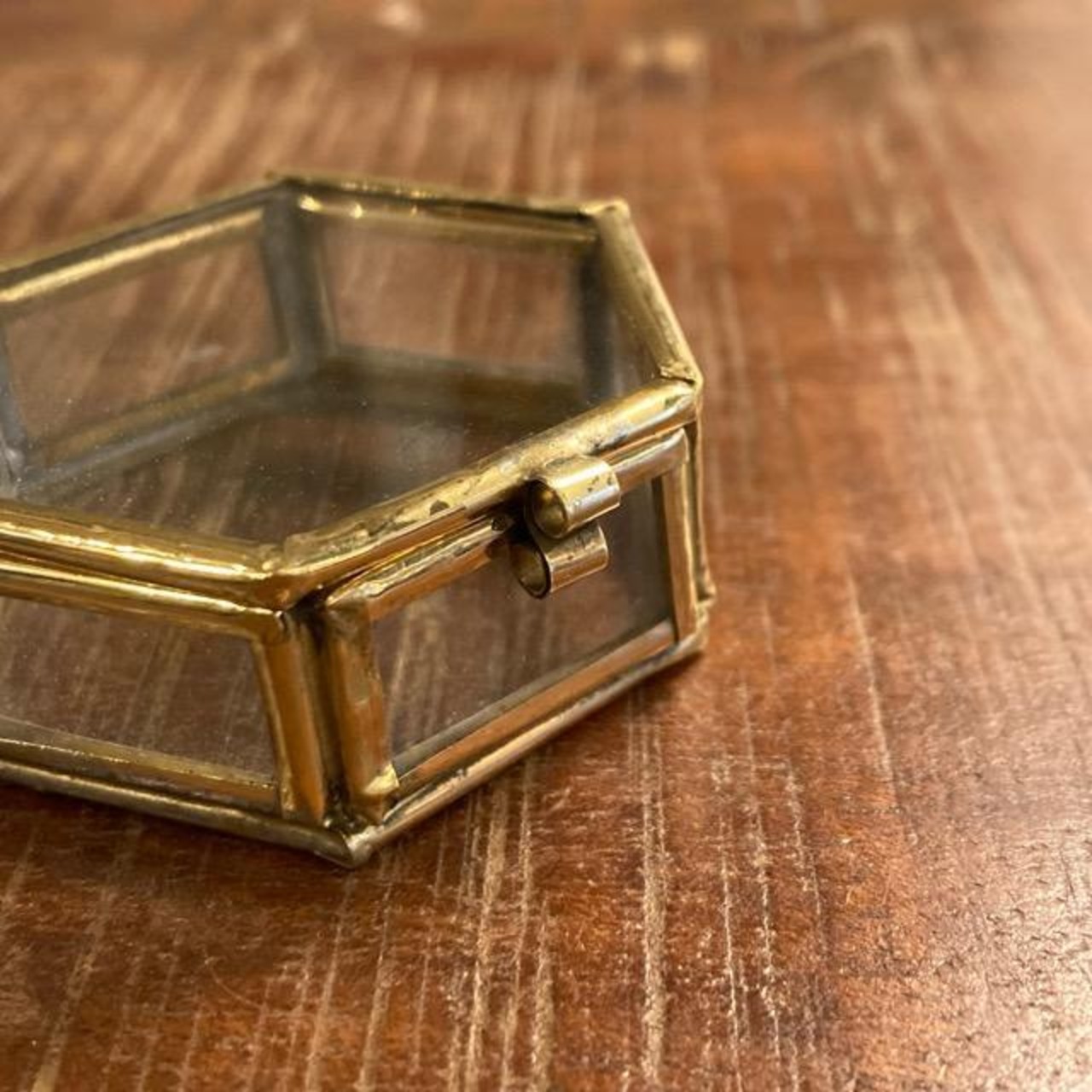 ガラス六角BOX　サイズS　インテリア　雑貨　収納　ケース　小物　アクセサリー　