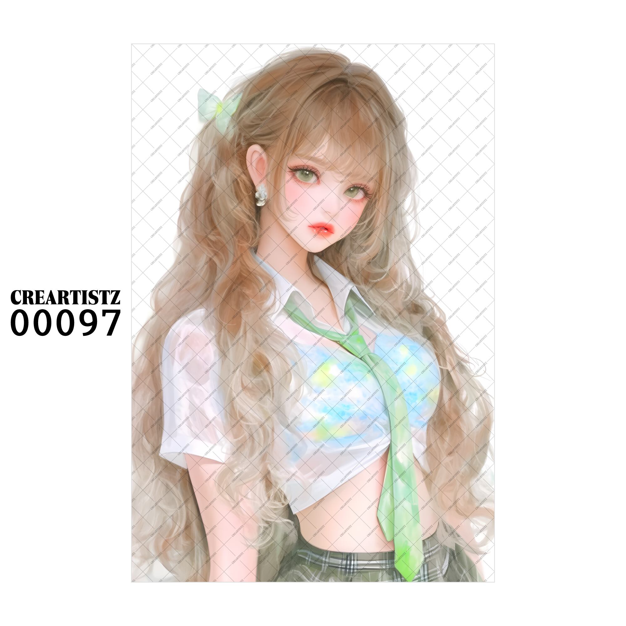 00097 ガール キュート オリジナル ペーパー/ステッカー 4枚セット CREARTISTZ