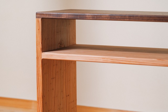 ウォールナット × 杉無垢材　スリムテーブル｜幅90cm