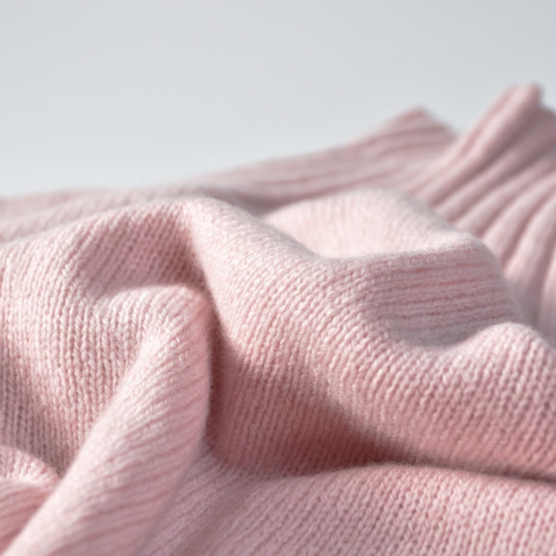 ARMEN アーメン  ラムウールポロネックラグランニット・ライトピンク【送料無料】