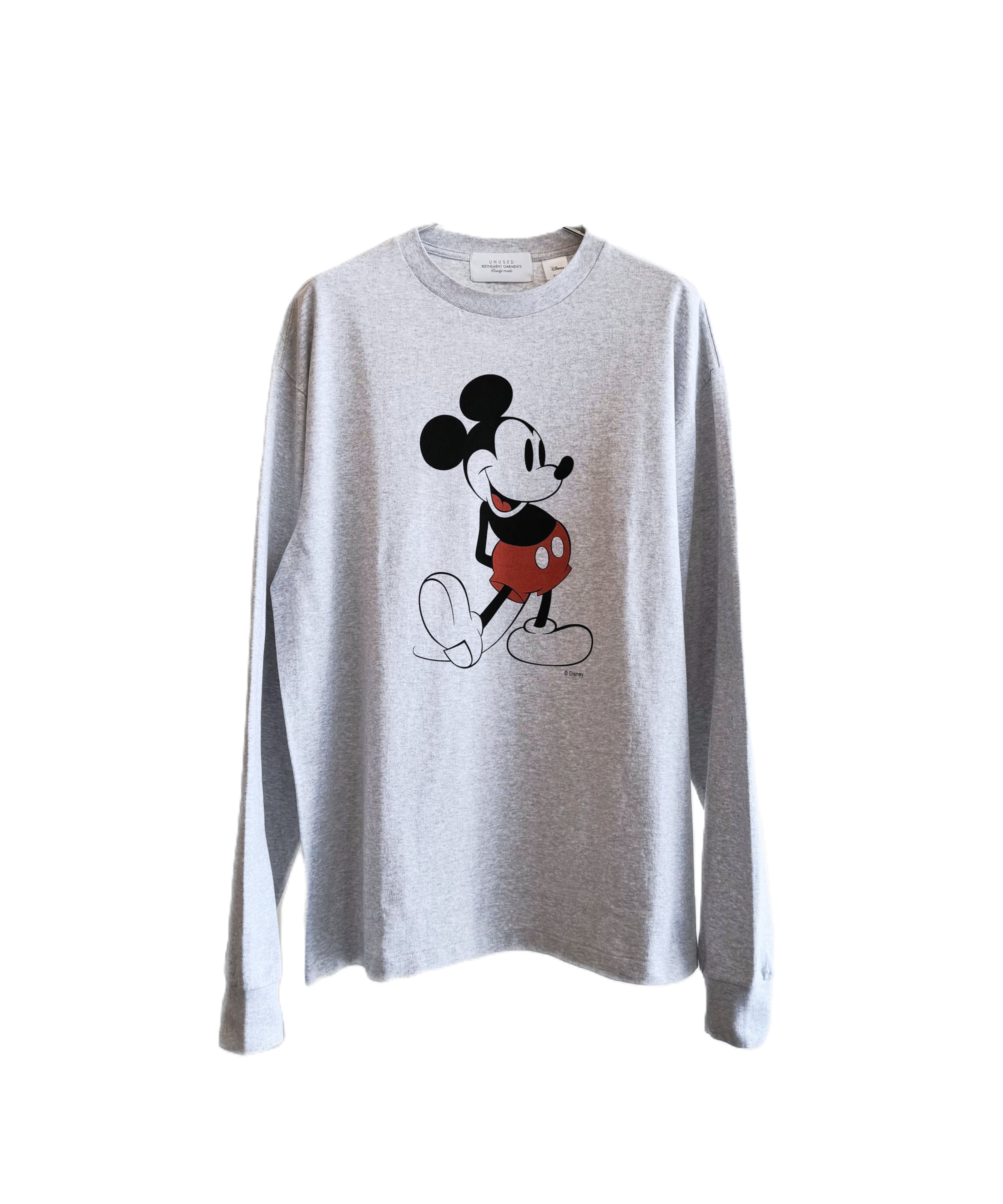 unused US2458ミッキーマウス 長袖カットソー グレー UNUSED / US2458 MICKEY PRINT LONG SLEEVE TEE (GRAY) | AfterSchool