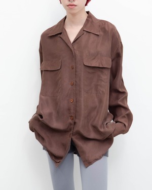 1990s open collar dual flap pocket silk shirt