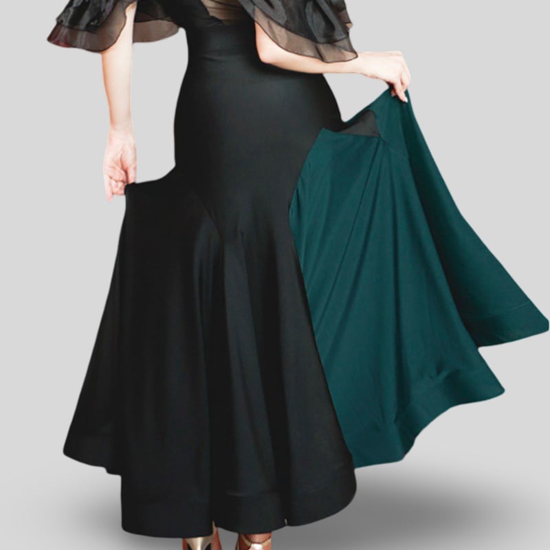 バイカラー ブラックグリーン モダンスカート 1col D00161