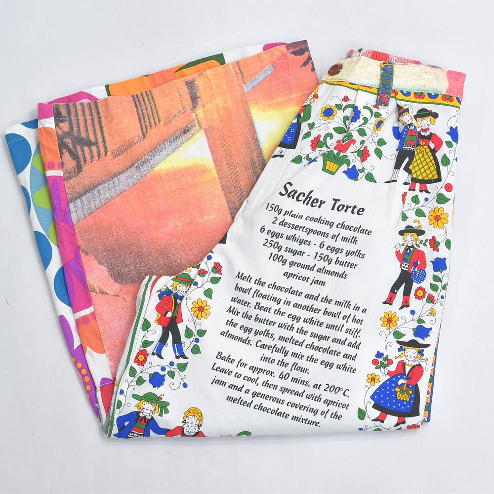 Remakeリメイク ヴィンテージ テキスタイル パッチワーク デザイン 再構築 ワイド ルーズシルエット バギーパンツ ツギハギ 古着 裏地付き レディースW68~86cm