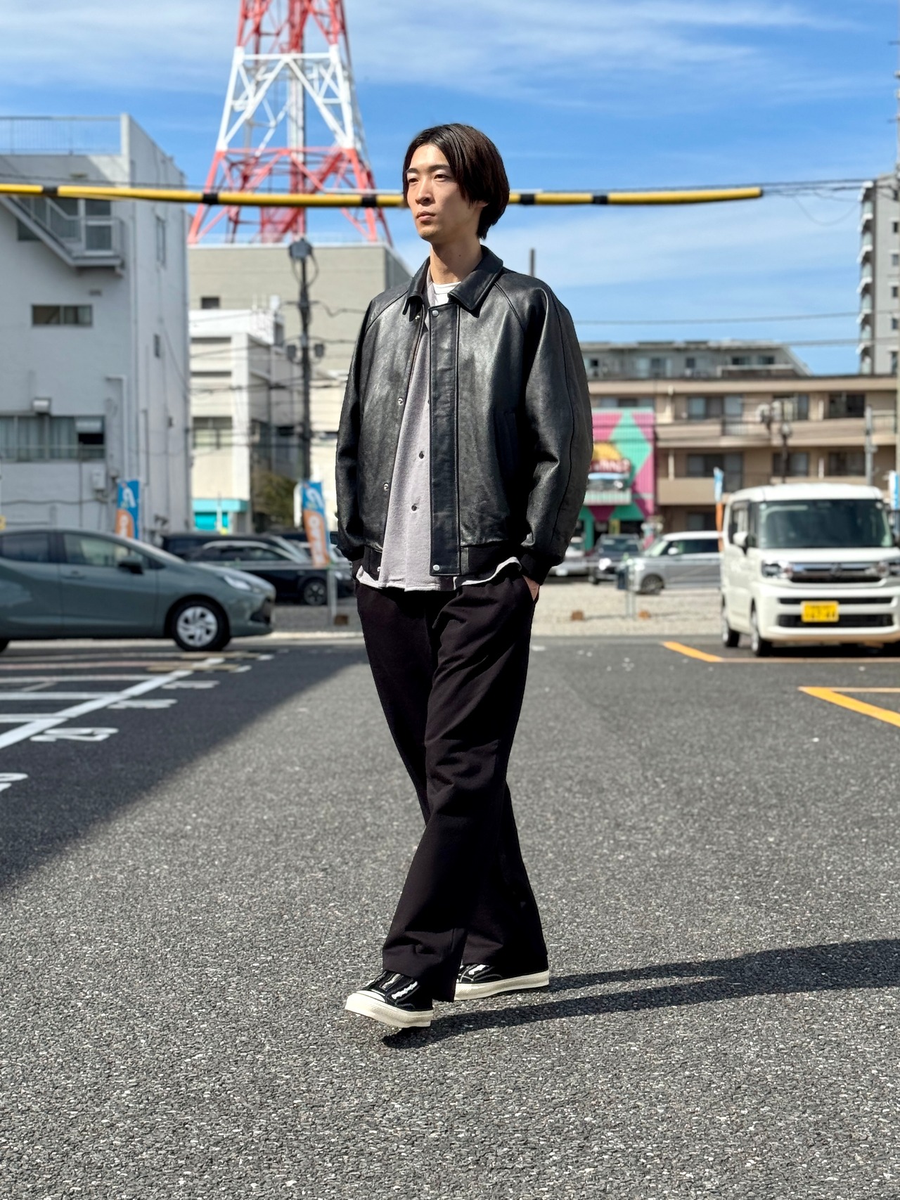【Graphpaper】Cow Leather Raglan Blouson