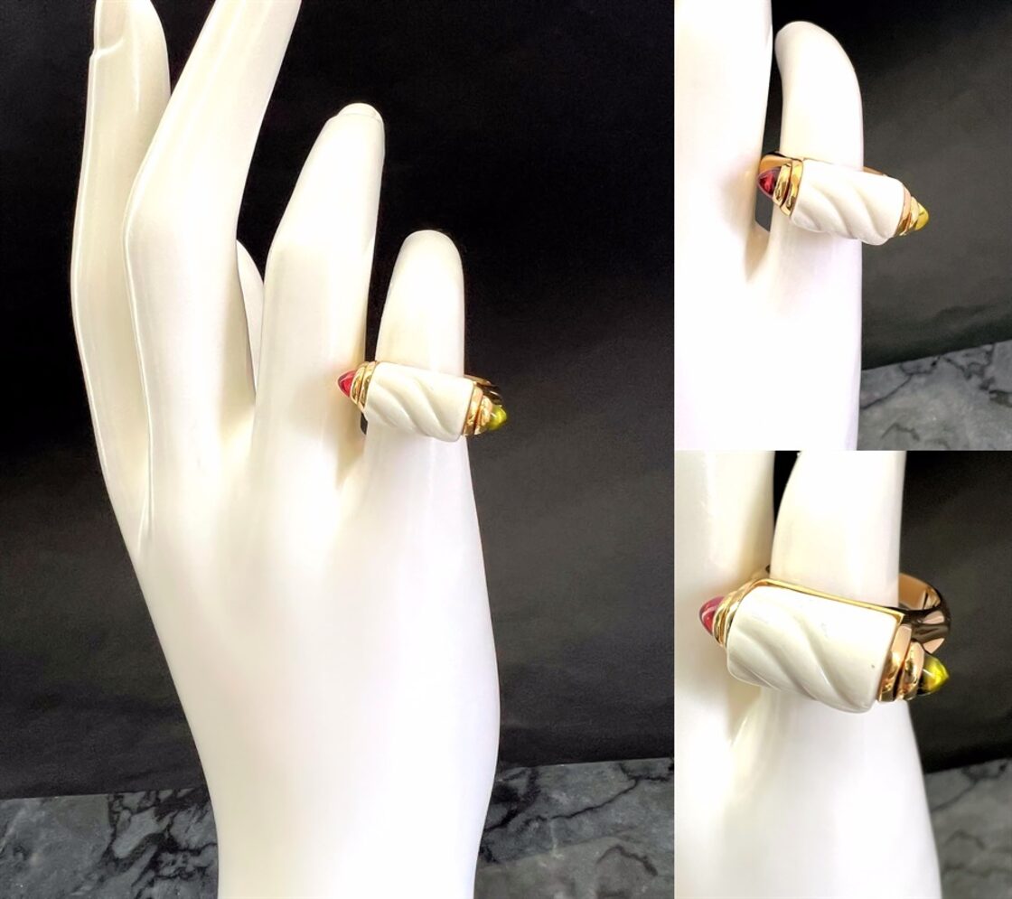 BVLGARI ブルガリ K18 YG トロンケット リング チャンドラ セラミック 