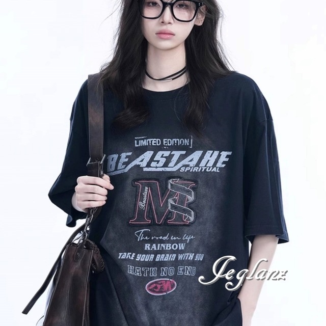 2色 ヴィンテージ ウオッシュド ロゴ Tシャツ ユニセックス（MC400）β