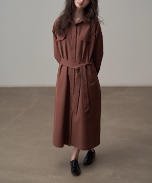 ロングシャツワンピース【w-30291】