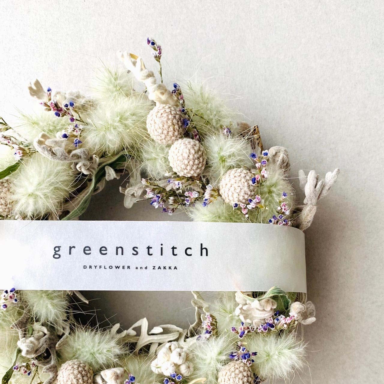 トリフォニウムバニーズ、スモークツリー、ラグラスドライフラワーリース トリフォリウム・バニーズ 5〜6本 ドライフラワー *5ème Saison